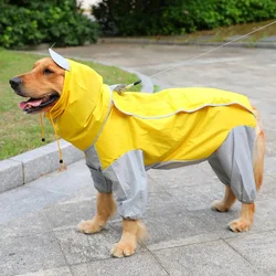 2024 Waterproof Large Dog Raincoat Clothes Outdoor Rain Coat Jacket Coat Blue Red Reflective strip Snow Dog Rain Clothes