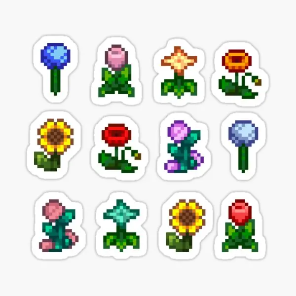 Stardew Valley Garden Flowers Set  5PCS Stickers for Stickers Print Wall Luggage Art Cartoon Anime Bumper Decor  Car