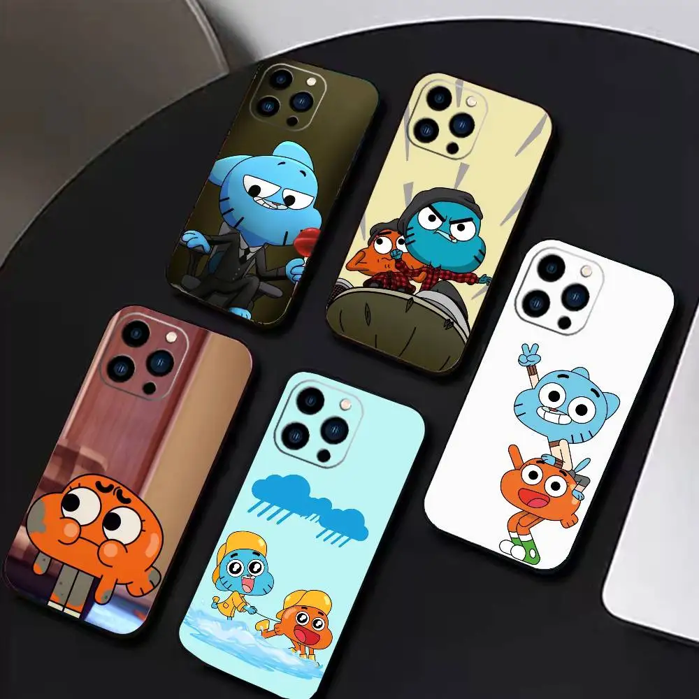 

F-Gumball and Darwin Phone Case For iPhone17,16,15,14,13,12 Plus,Max Soft Silicone Black Cover