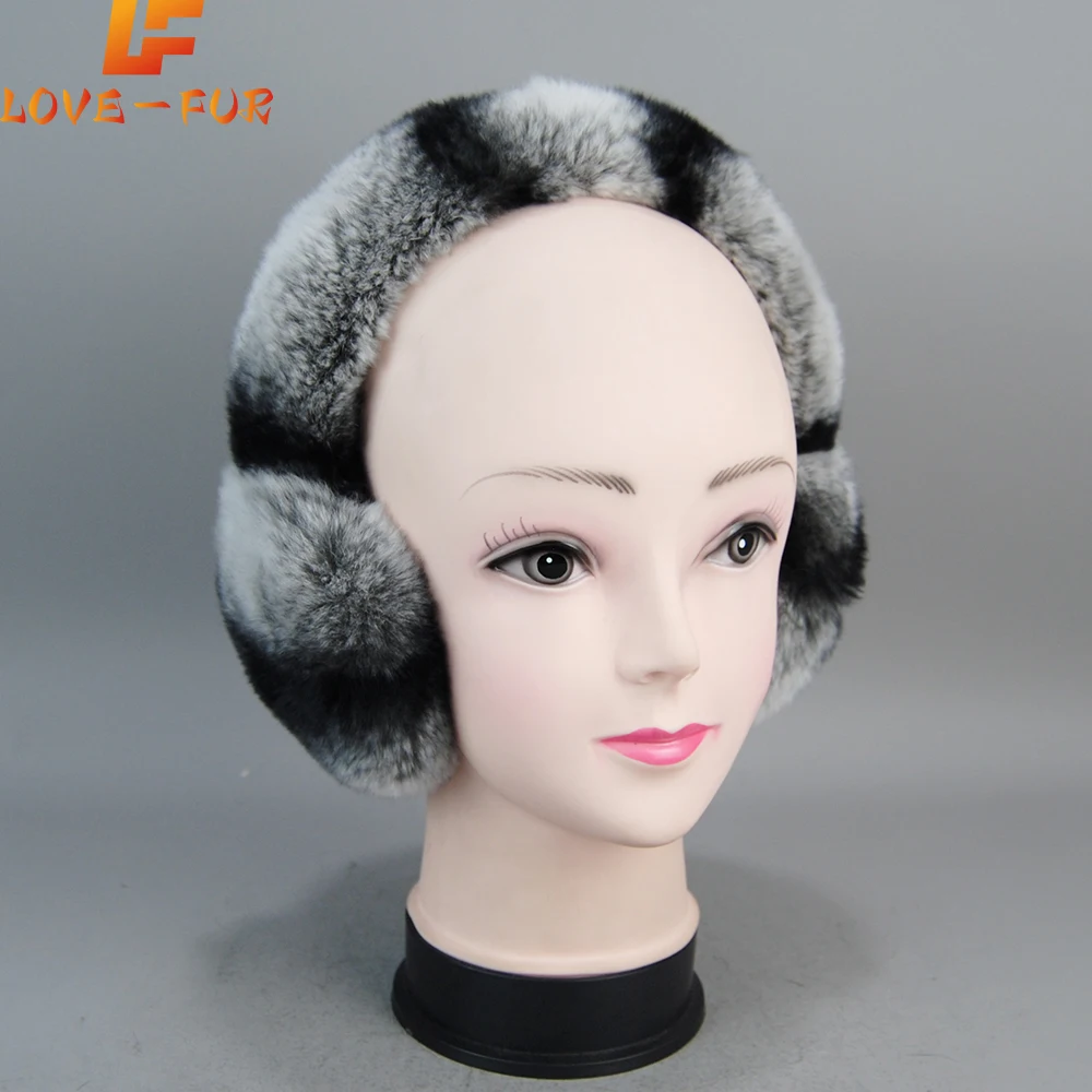 

New Fashion Girls Real Fur Earmuffs Russian Women Winter Warm Natural Rex Rabbit Fur Earmuff Fluffy Elastic Genuine Fur Earflaps