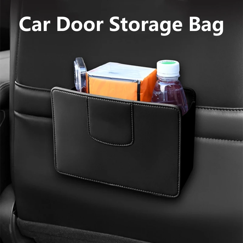 Car Trash Can Car Door Storage Box Foldable Seat Back Hanging Storage Bag Car Interior Products with 45pcs Garbage Bags