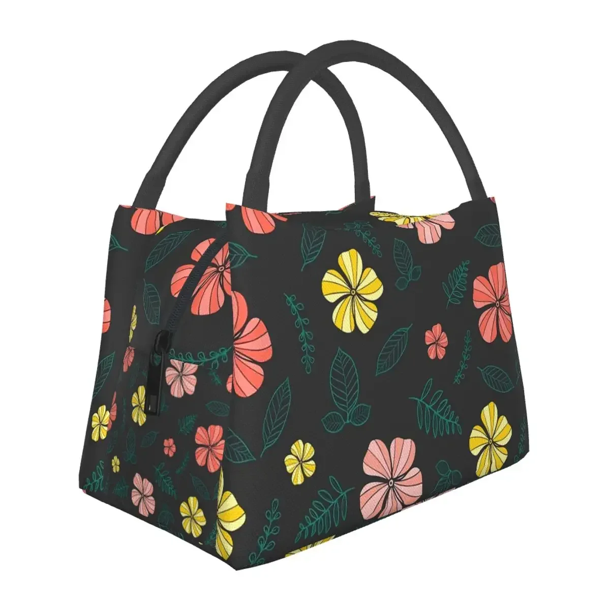 

Tropical Floral Lunch Bag For Child Colorful Flowers Lunch Box Outdoor Picnic Cooler Bag Insulated Oxford Thermal Tote Handbags