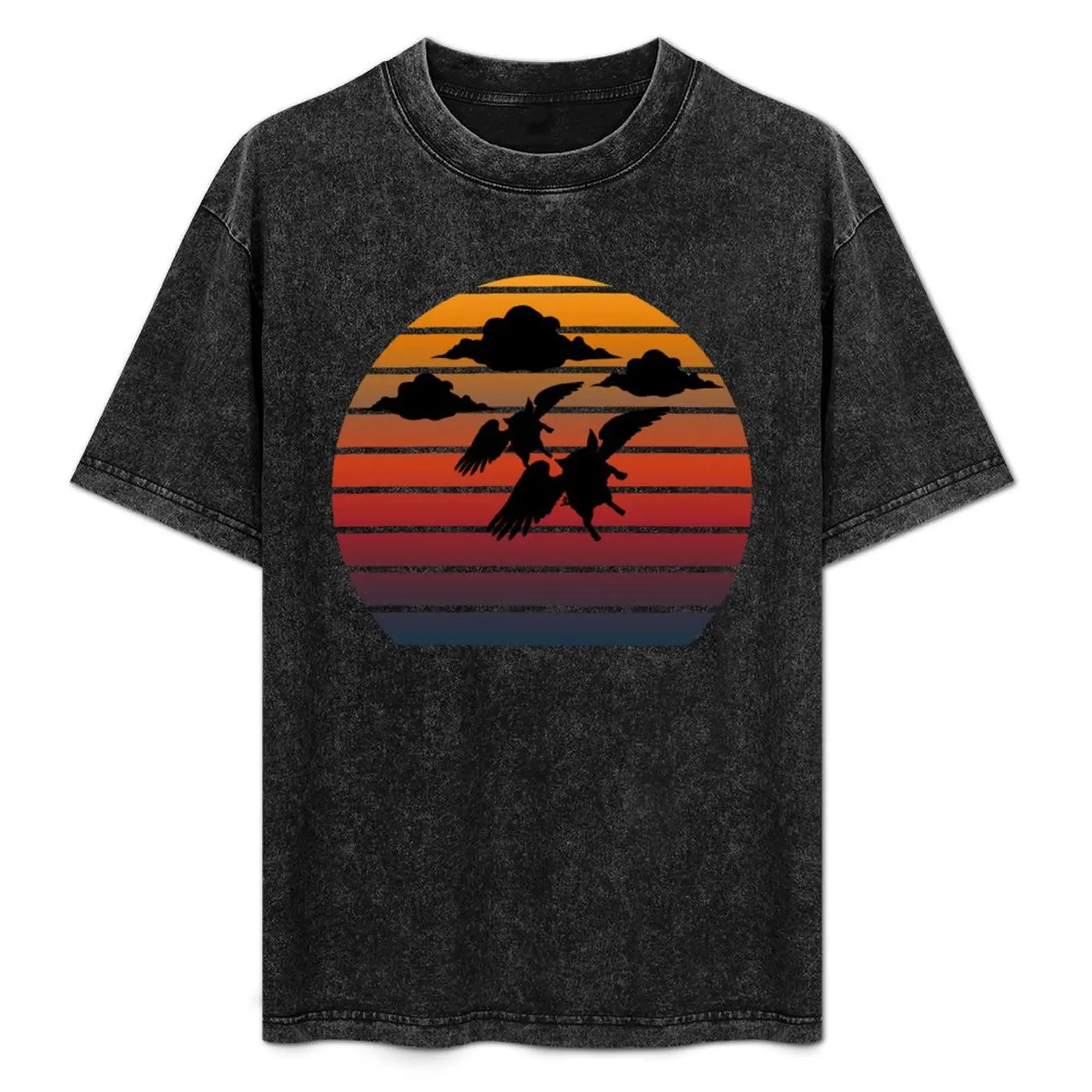 

When Pigs Fly vintage sunset T-Shirt Urban Style Print T-Shirt