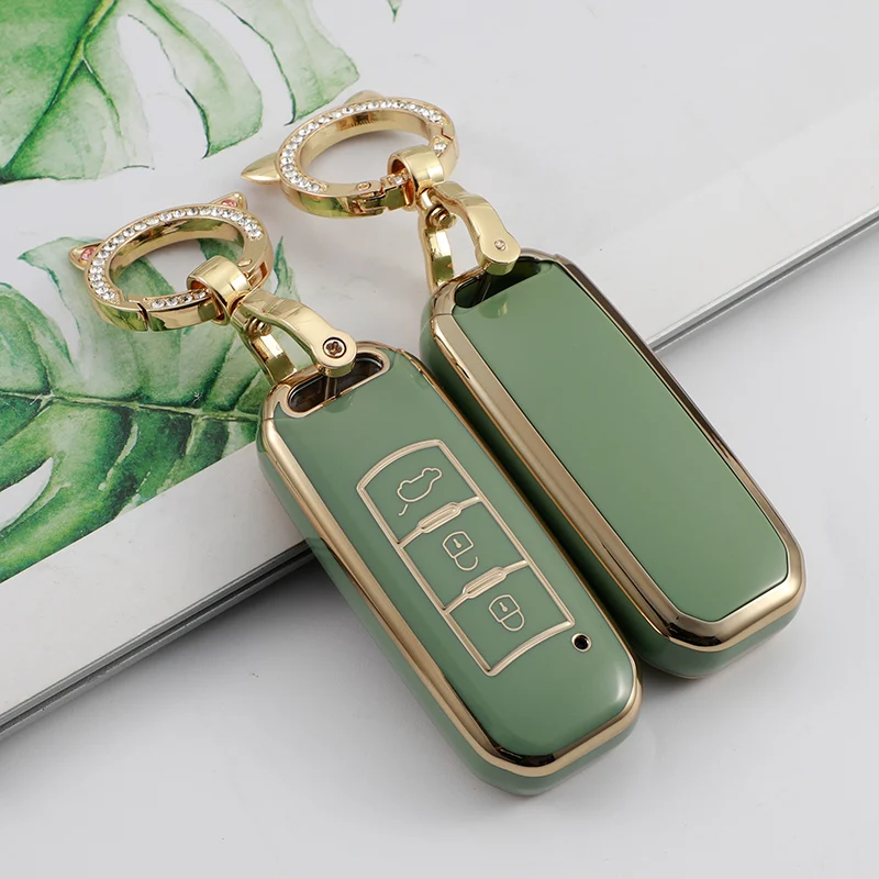 Gold Edge Car Remote Key Case Cover Shell Fob For GAC Trumpchi GS GA3 GA3S GA5 GA6 GS4 GS8 GS5 GS3 GA4 Keychain Auto Accessories