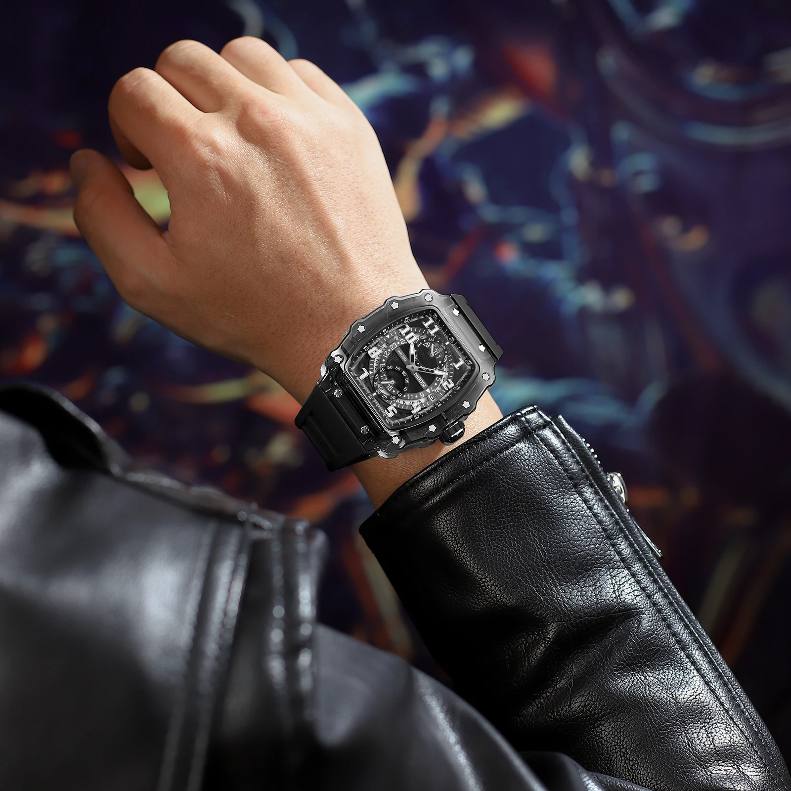 الرجال ريترو الشرير تونيو التناظرية الهيكل العظمي ساعة رياضية التناظرية موضة ساعة معصم الهيكل العظمي تونيو الساعات للرجال Reloj Hombre