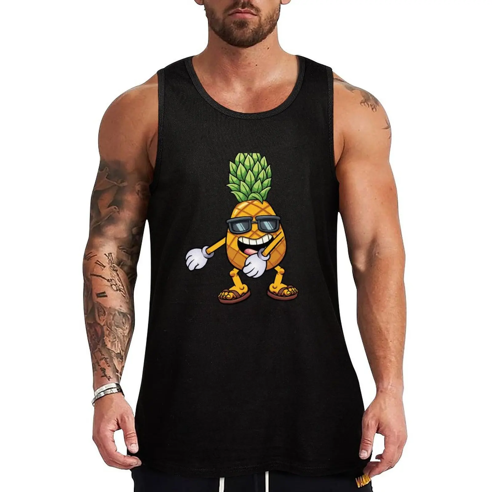 

Flossing Pineapple Summer Shirt Vacation Camping Gift Tank Top Bodybuilding shirt Sleeveless T-shirt man sexycostume