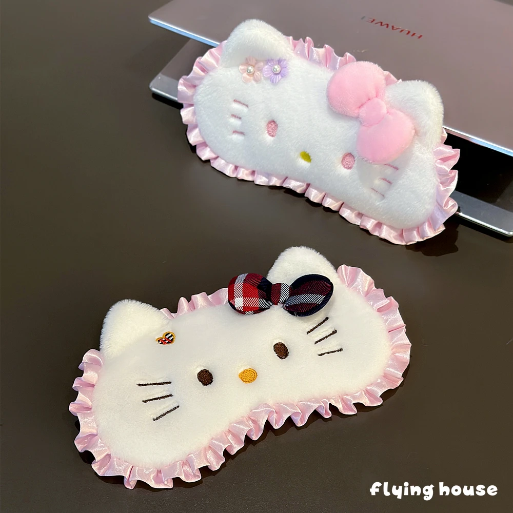 

Sanrio Мягкая мультяшная маска для сна Hello Kitty, милая забавная маска для глаз, маска для сна, дорожная повязка для отдыха, повязка на глаза для здоровья девочек, повязка на глаза