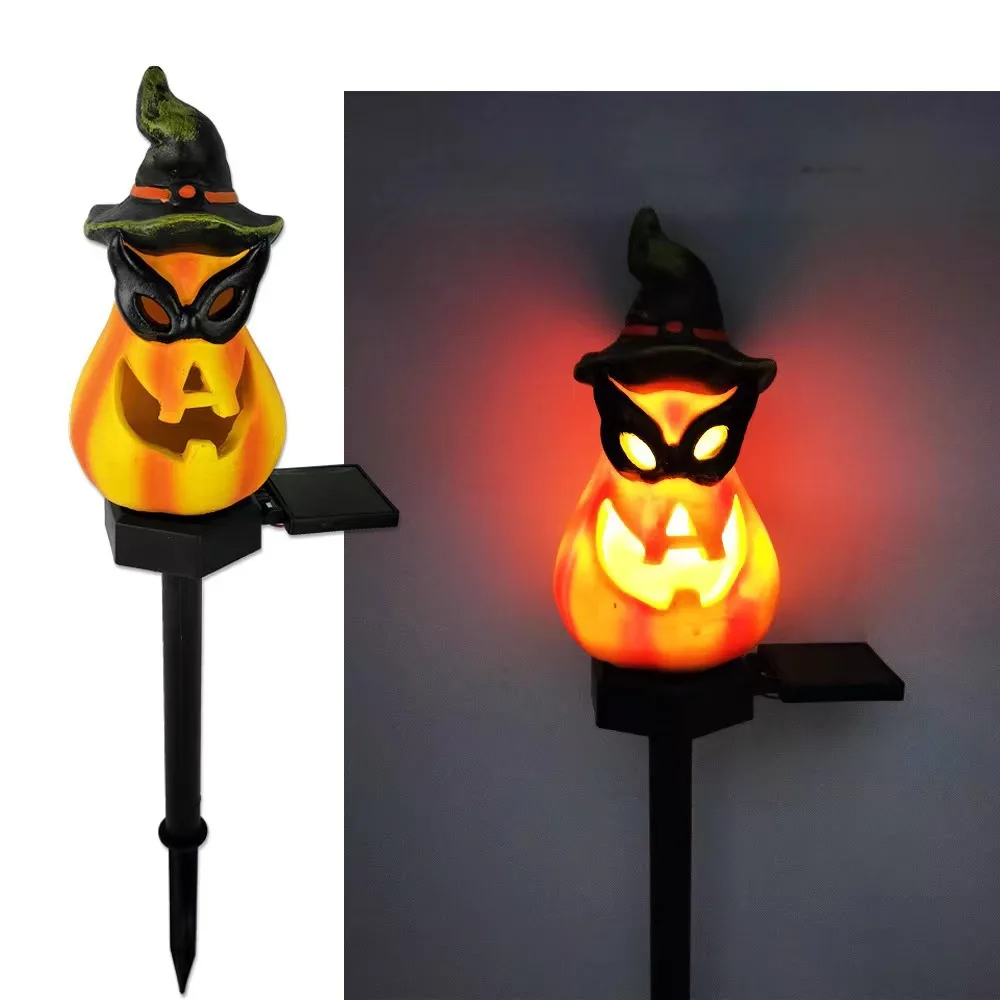 New Halloween Solar Outdoor Pumpkin Ghost Garden Lawn Light Decoration Waterproof Atmosphere Courtyard Floor Insert Light