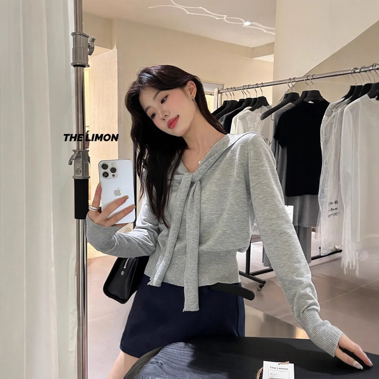 

Autumn new stylish minimalist design striped sailor collar long-sleeve knit sweater for women