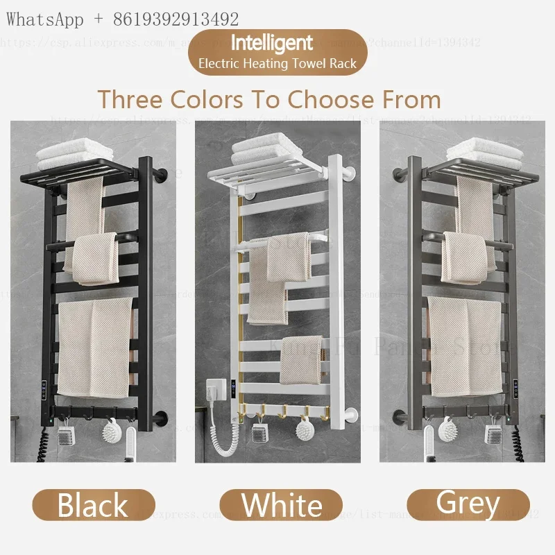 

Smart Home Electric Heated Towel Rail Grey Electric Bathroom Bath Towel Dryer Warmer Heaters Punch Free Towel Rack Radiator 110v