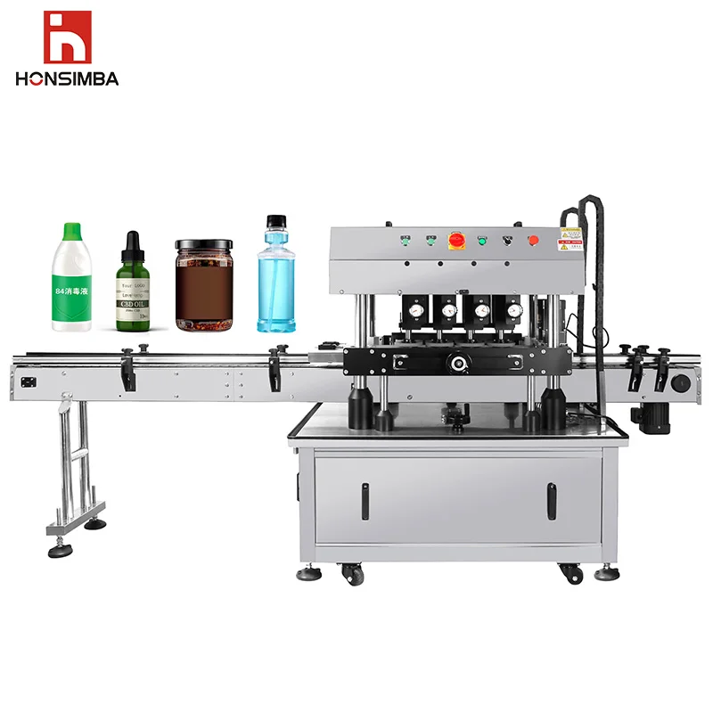 Automatic Linear Capping Machine Screw Pump Disc Round Bottle Capper Machines With Lid Feeder