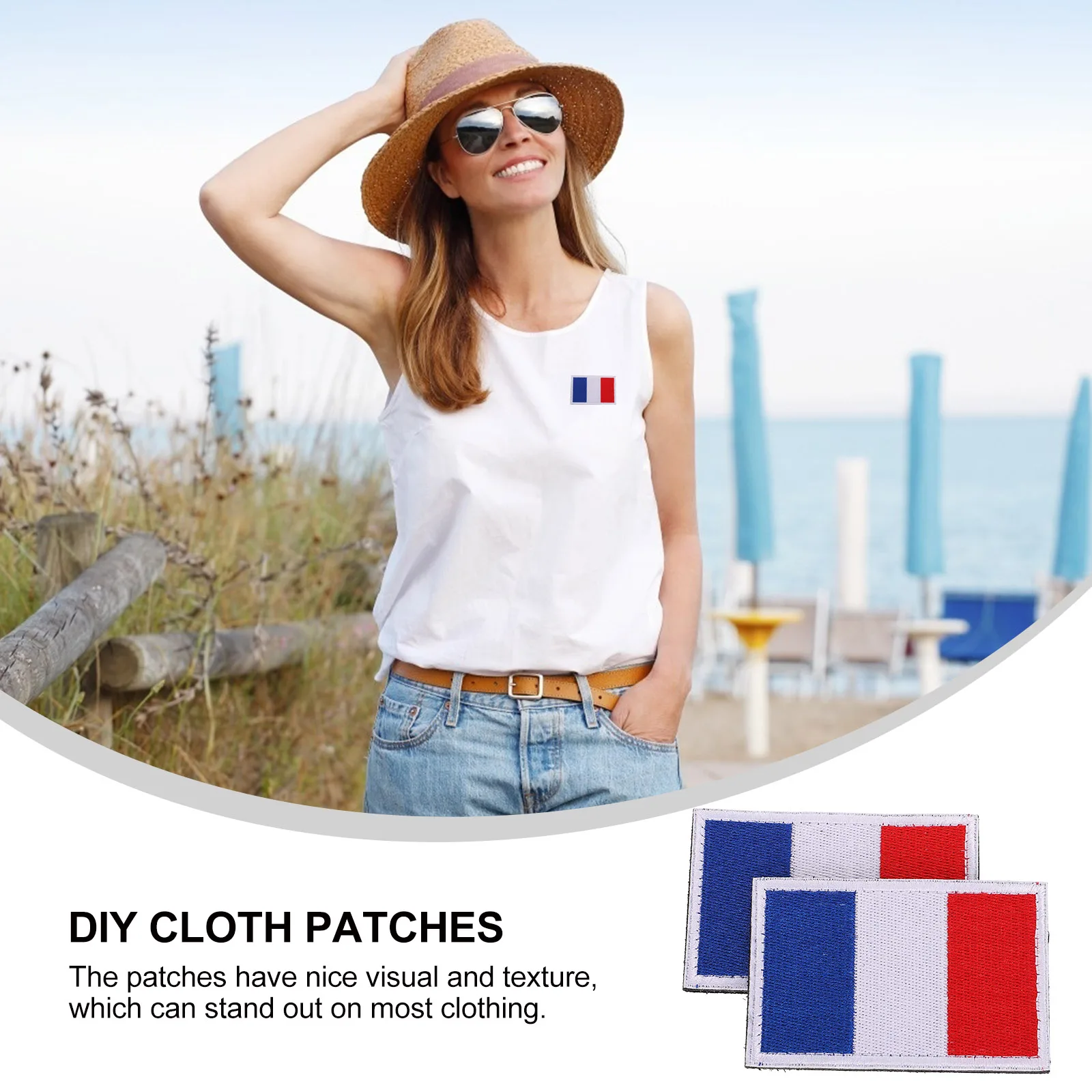 

2pcs Polyester National Flag Badges Embroidered Adhesive Cloth Patches for Jackets Jeans Hats Backpacks Durable Machine