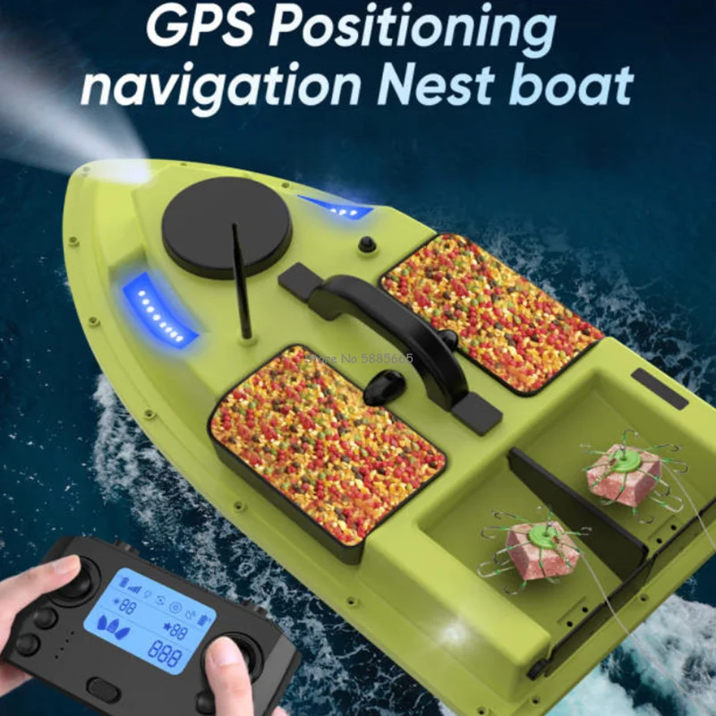 Professional GPS Smart Cruise 4 Hopper RC Bait Boat 99 GPS Points 3KG Load Color Light Auto Return Remote Control Fishing Boat