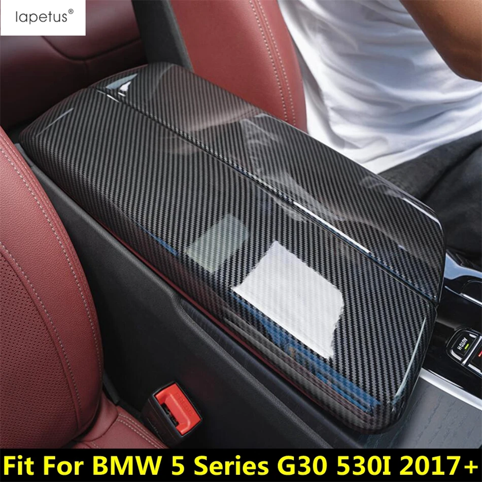 Center Console Armrest Box Panel Protection Cover Trim For BMW 5 Series G30 530I 2017 - 2023 Carbon Fiber Interior Accessories