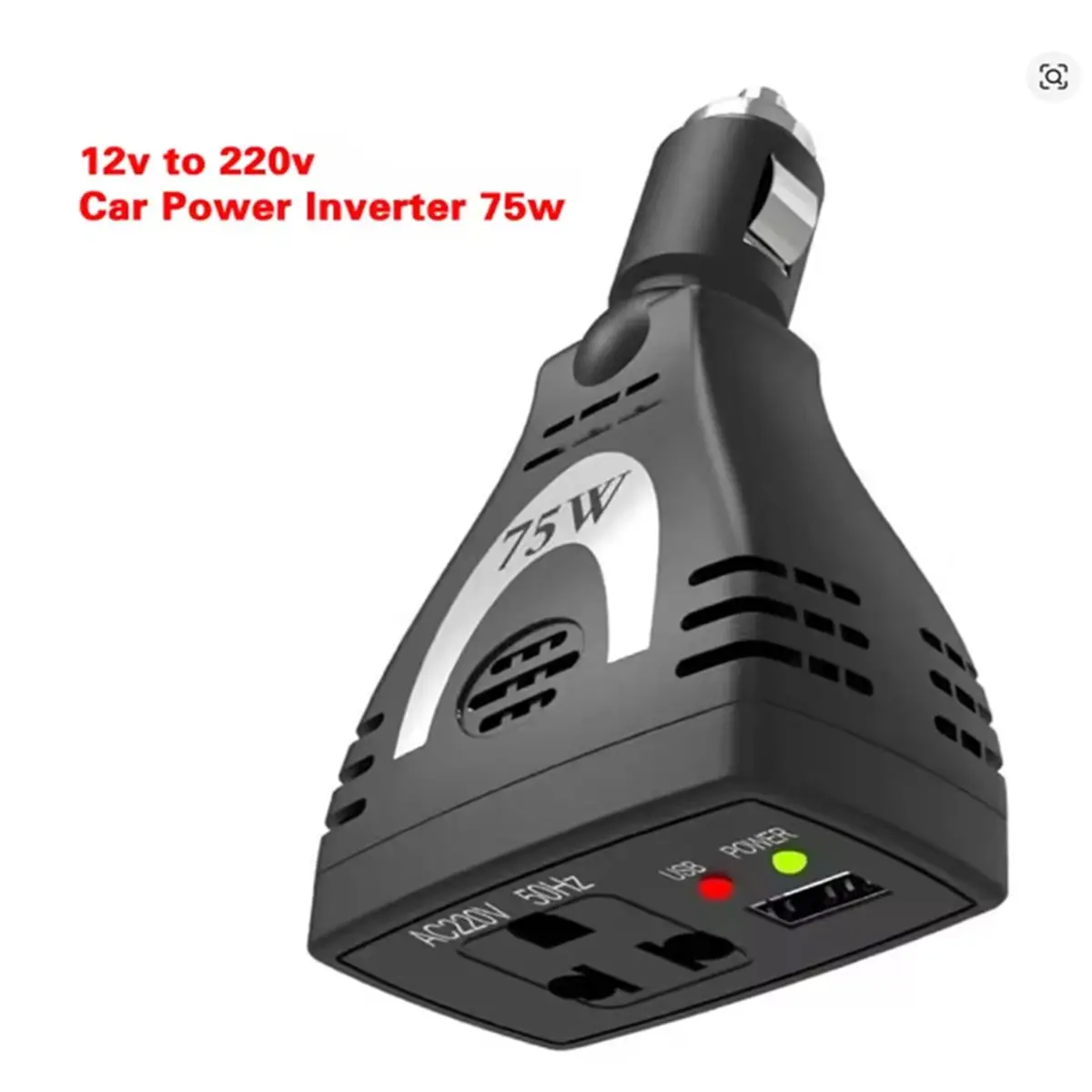 Y69A Car Power Inverter,75W DC12V to AC 220V Auto Converter USB Charger Adapterfor Adapter Converter Charger