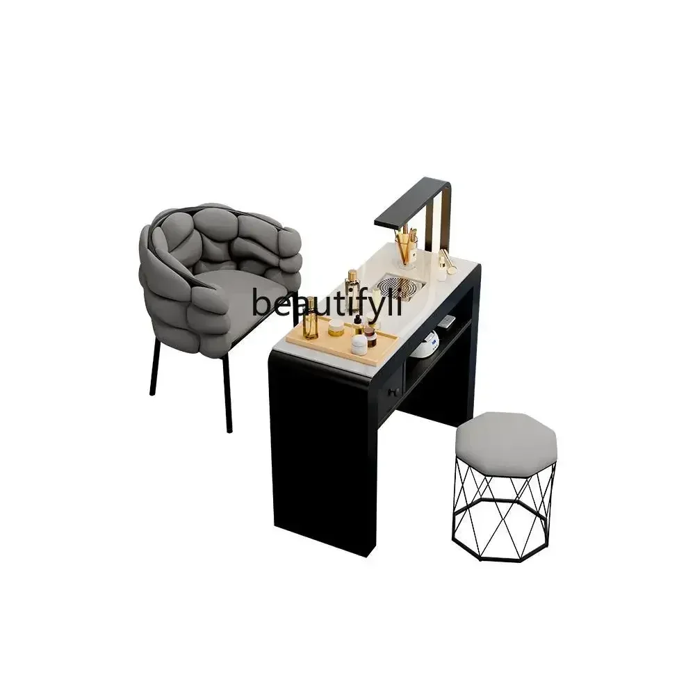 

xx1Nail art table and chair set, economical multi-functional cream wind single and double light luxury ins nail art table