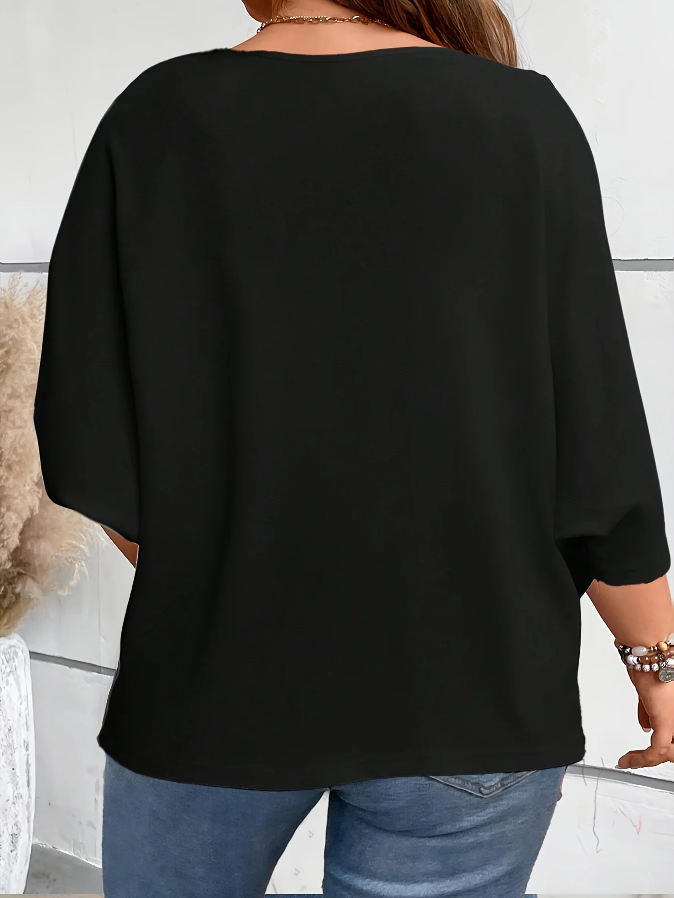 Damen-Cardigan in Übergröße, vorne offen, leicht, 3/4-Ärmel, lässig, lockere Passform, Strickwaren für den Alltag