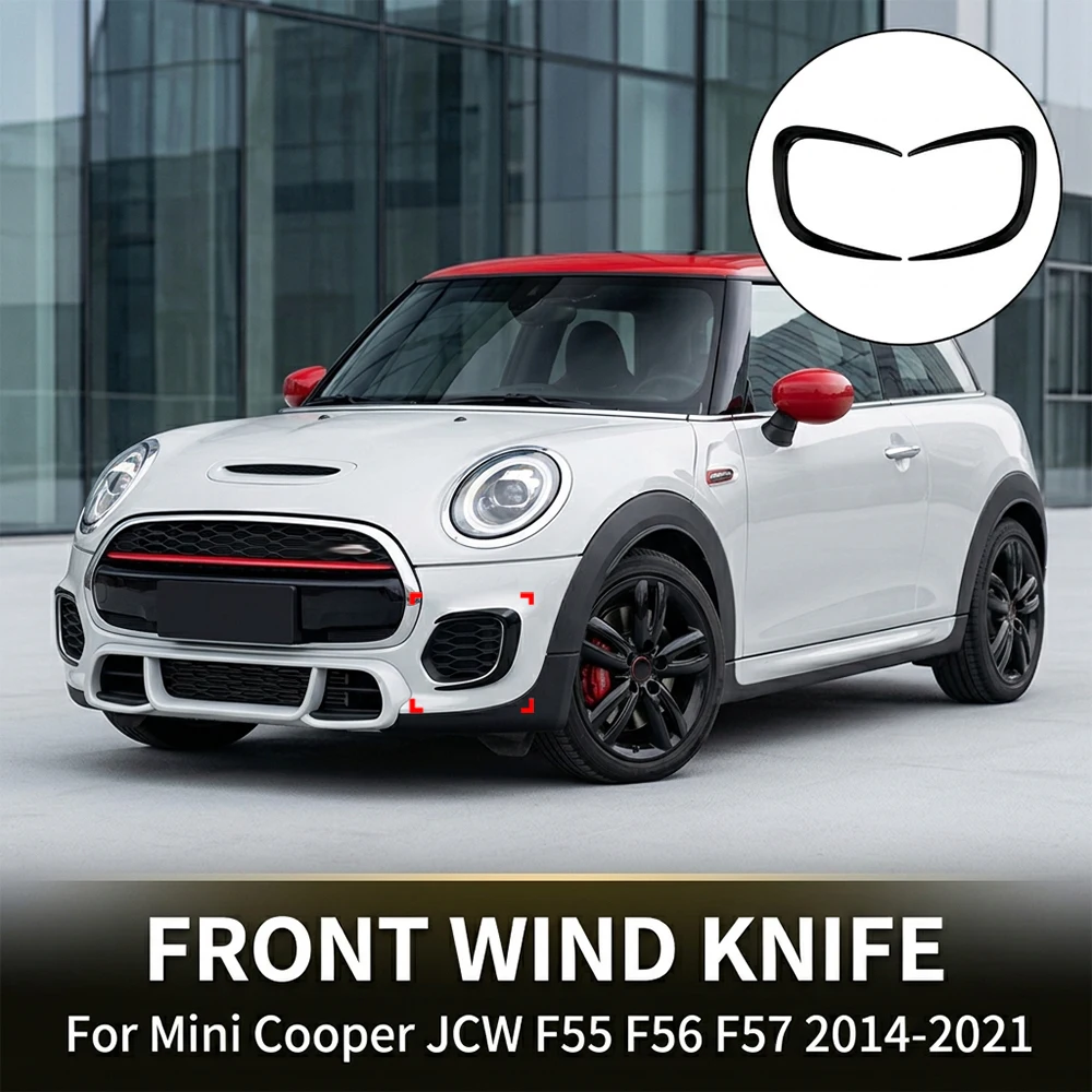 Für Mini Cooper JCW F55 F56 F57 2014-2021 Auto Frontstoßstangenabdeckung Windmesser ABS Glänzend Schwarz Nebelscheinwerfer-Zierleiste Lichtblende