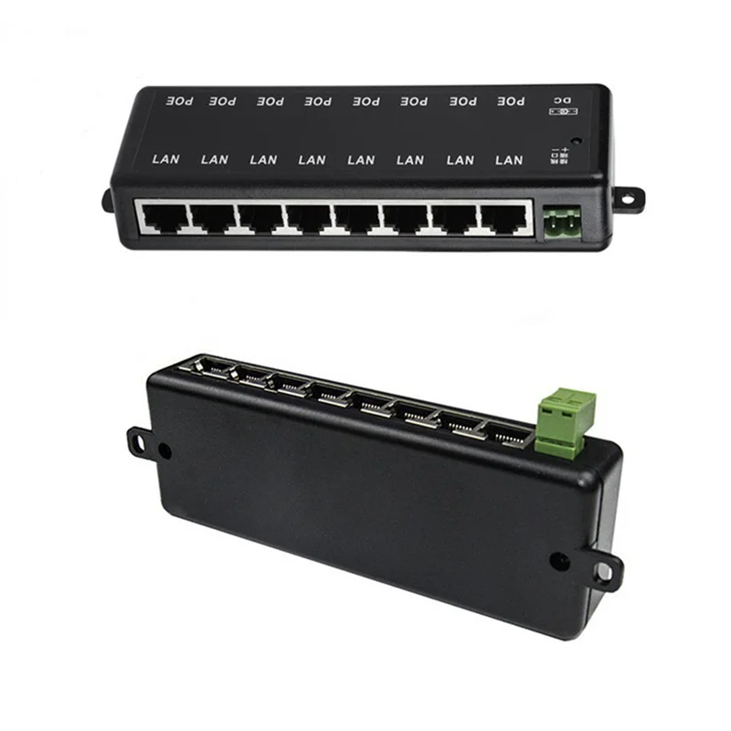 

【Flash Sale】5X POE Injector 8 Ports Poe Power Adapter Ethernet Power Supply For CCTV Network POE Camera Power Over Ethernet, Bla
