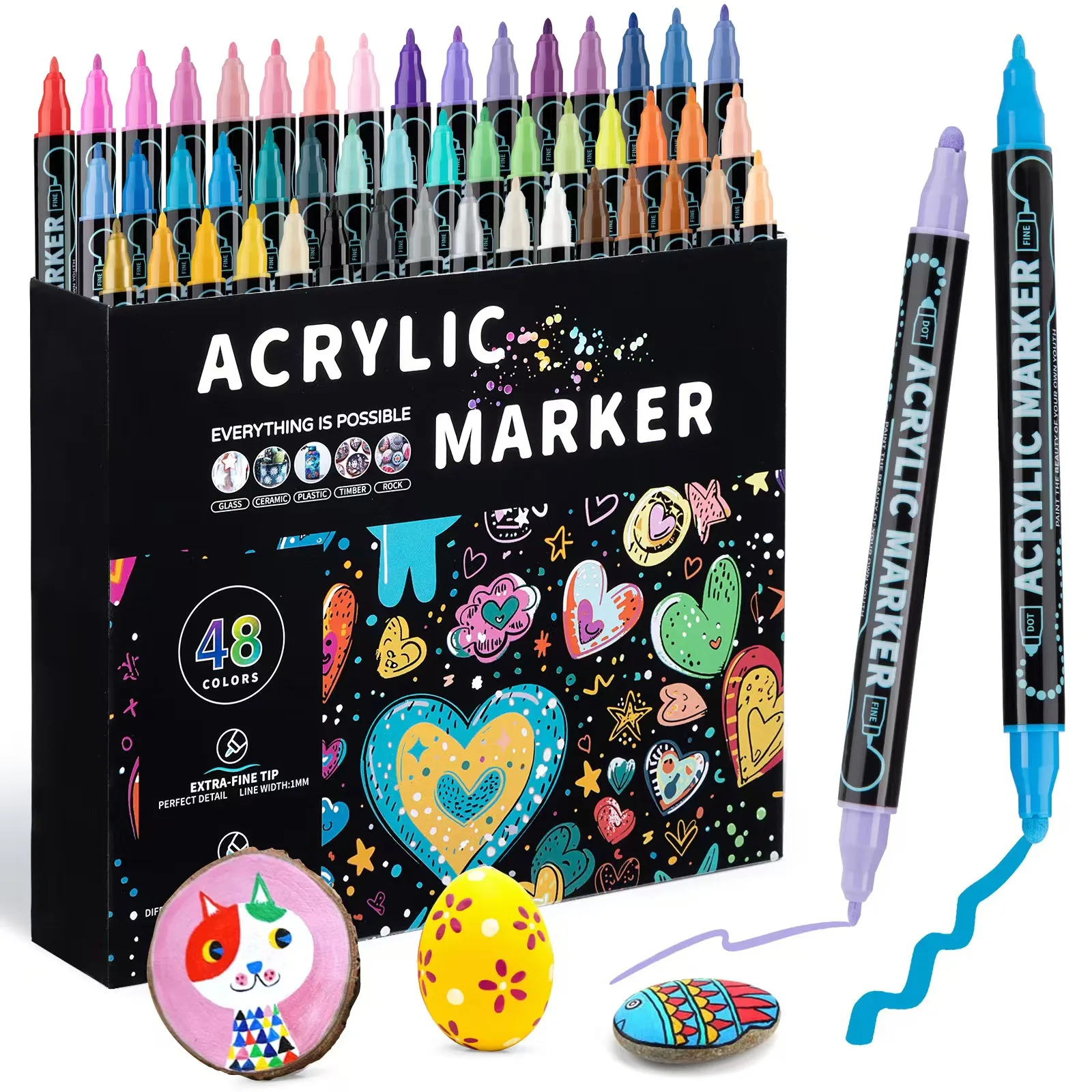 

12-72 Pcs Dual Tip Acrylic Markers Soft Head Markers Painted Graffiti Ceramic DIY Box Gfit Marker Set Festival Art School Supply