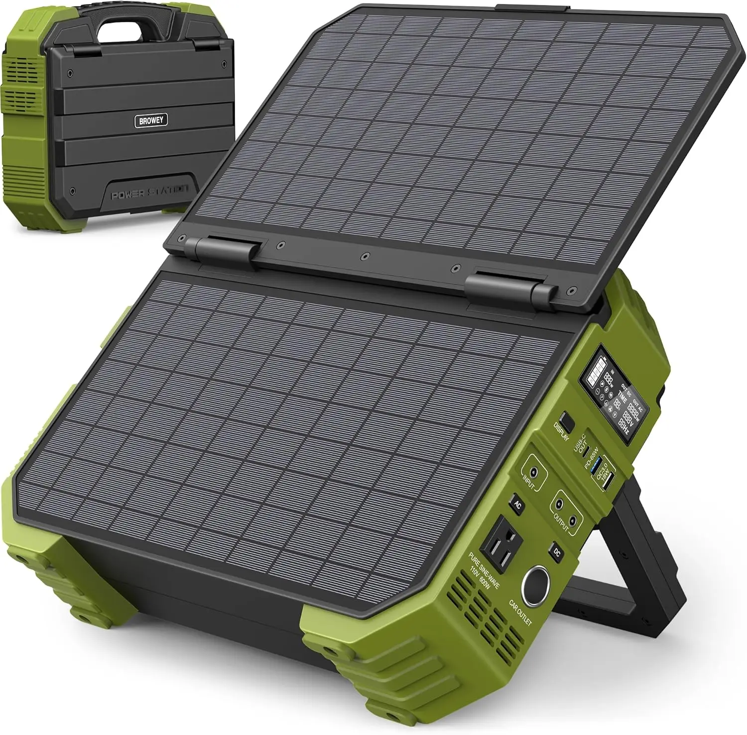 

Portable Power Station 1000W with Built-in Solar Panel, 614WH/192000mAh LiFePO4 Battery Pack with AC/DC/USB/PD Outputs