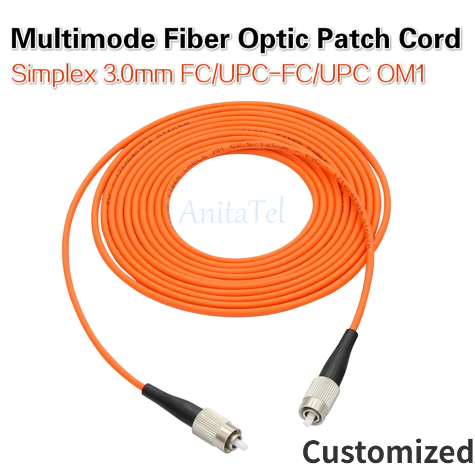 FC/UPC-FC/UPC OM1 Multimode Simplex 3.0mm Fiber Optic Patch Cord FTTH FC UPC Fiber Optical Jumper Cable 1pcs/lot