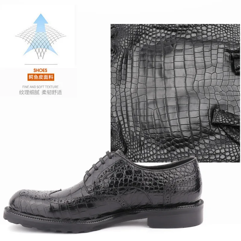 

Authentic Thai Crocodile Men's Genuine Leather Suede High-end Formal Men Business Casual Leather Carved Blok Walking Male Shoes