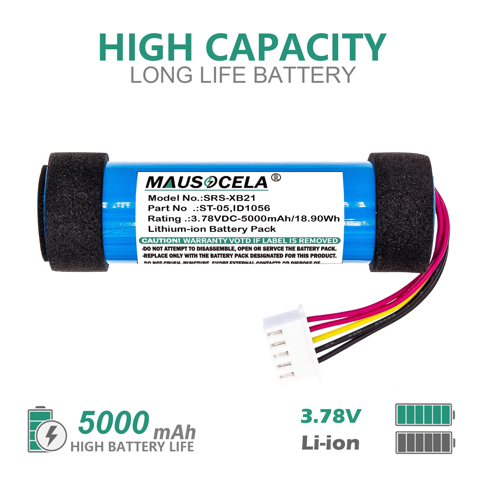 

Speaker Battery For Sony:SRS-XB21,SRS-XB23,SRS-XB22ID1056,ST-05,ST-05S,5000mAh / 18.90Wh,Li-ion,3.78V