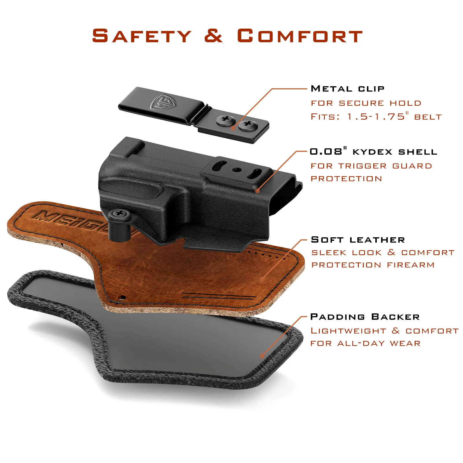 Hellcat Pro Holster with Comfort Pad IWB Kydex Leather Hybrid Holster for Springfield Hellcat Pro 3\