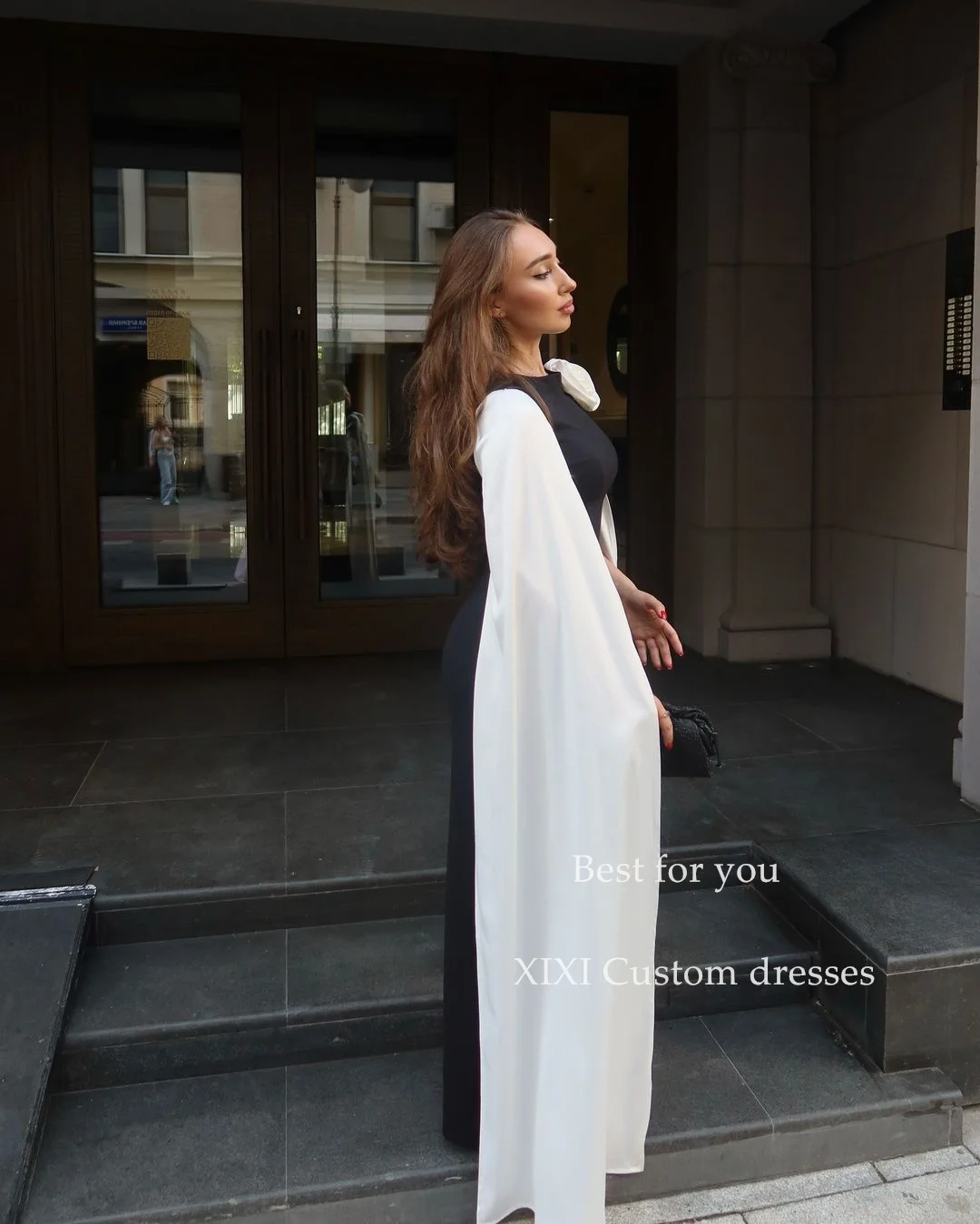 Xixi Column Primeur Halslijn Split Rits Up Handgemaakte Bloemen Vestidos Para Eventos Especiales Trouwjurk Avondjurk