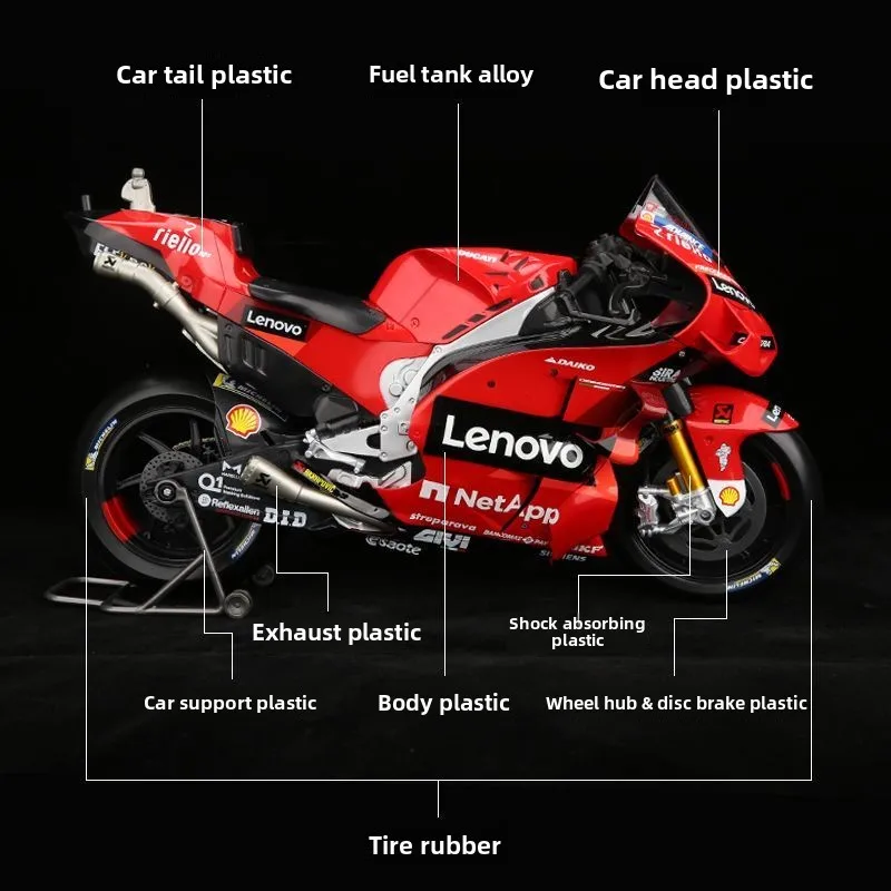 Maisto 1/6 2022 Racing Ducati Lenovo Team Motorcycle Car Simulation Alloy Car Model #63 Franceeco Bagnaia Moto GP