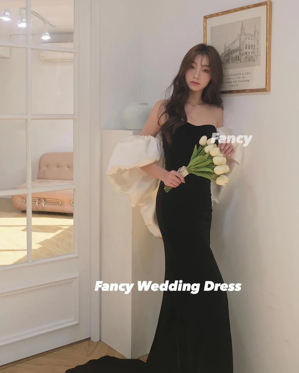Fancy Elegant Sweetheart Korea Evening Dress Mermaid Elastic Satin Wedding Dress Back Corset Formal Party Dresses Customized