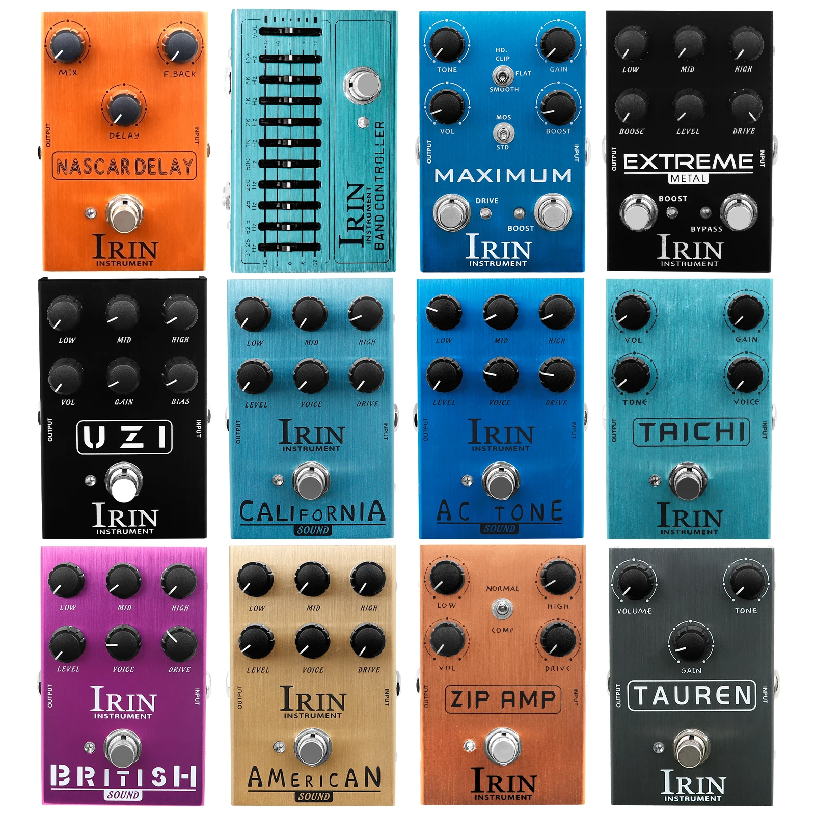 IRIN-Pedal de efeito guitarra, 10 bandas EQ, Overdrive, distorção, Delay, Compressor, Booster, coro, elétrico, baixo, True Bypass