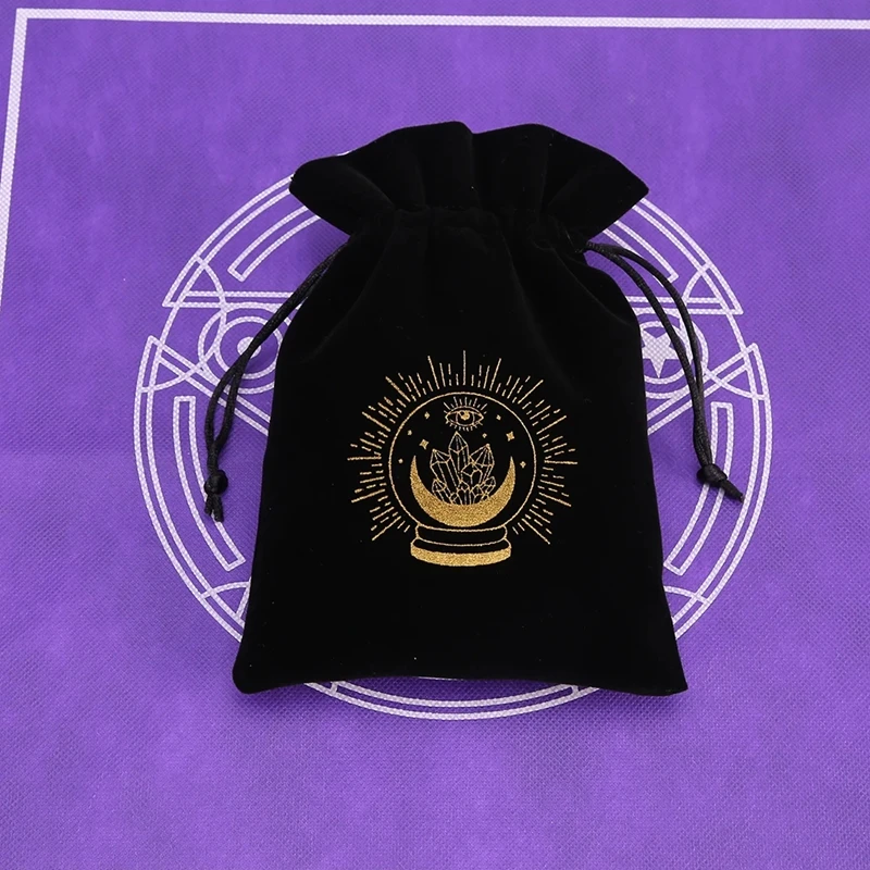 Velvet Pentagram Tarot Oracle Cards Storage Bag Runes Constellation Witch Divination Accessories Jewelry Dice Drawstring Package - view 5