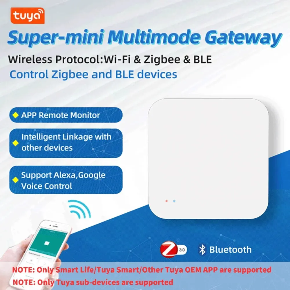 Tuya-ZigBee Hub de gateway Bluetooth, multimodo, eletrodomésticos inteligentes sem fio, controle remoto, suporte de ponte, Alexa, Google Home