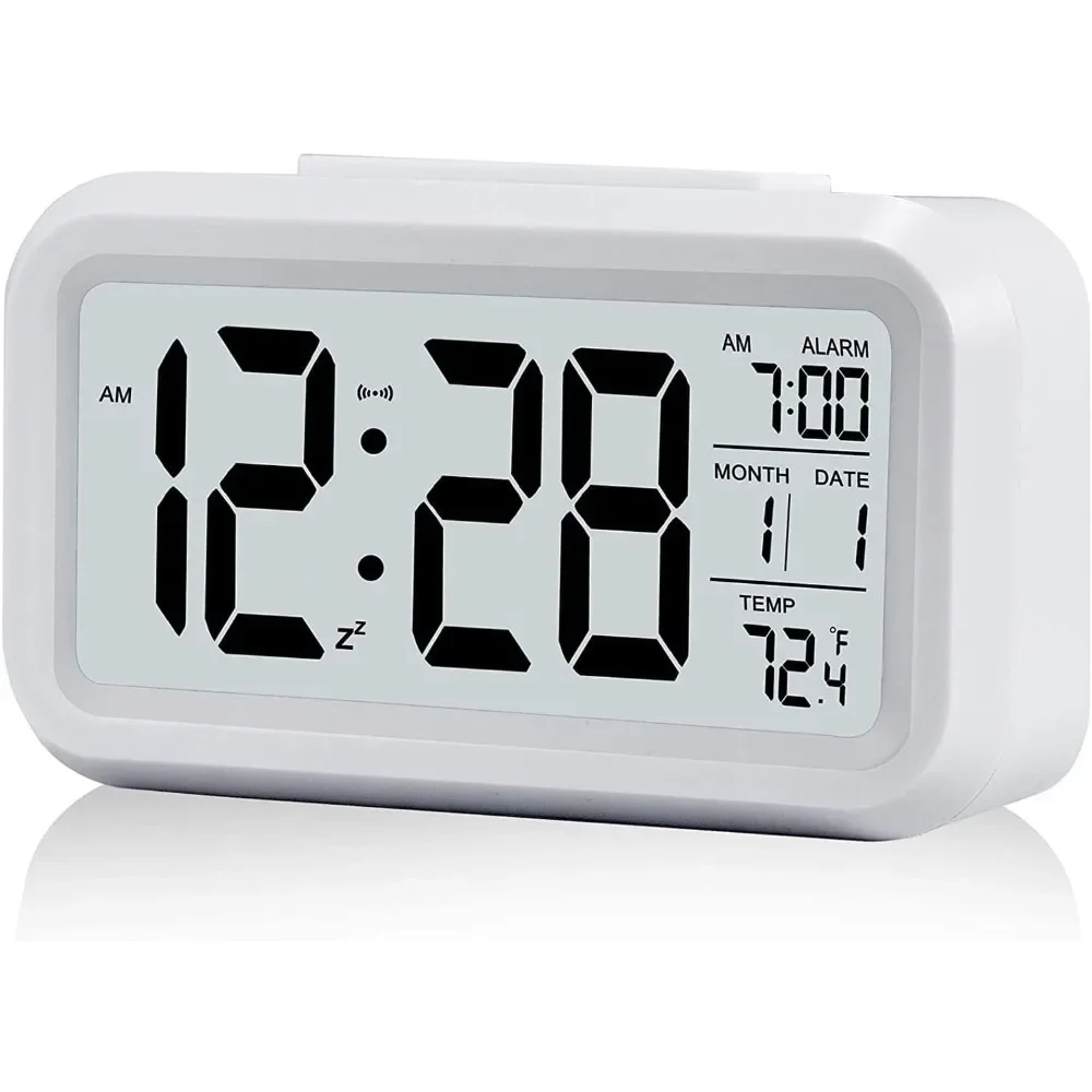 LED Electronic Digital Alarm Clock Backlight Snooze Calendar Clock Screen Desktop Table Clocks for Home Office Digital Alarm