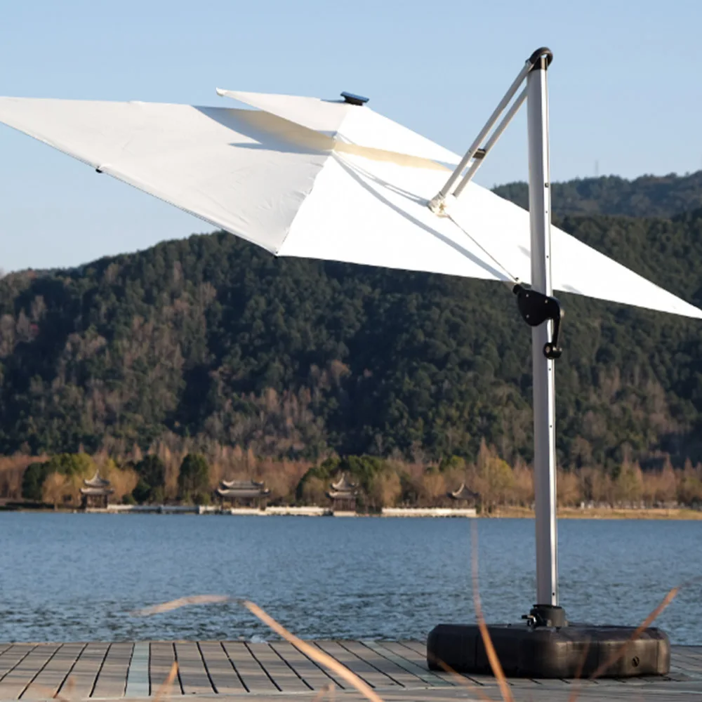 

Двухстоечный светодиодный зонт Roma, с переключением между теплым и холодным светом, алюминиевая рама, для сада, виллы, патио и бассейна