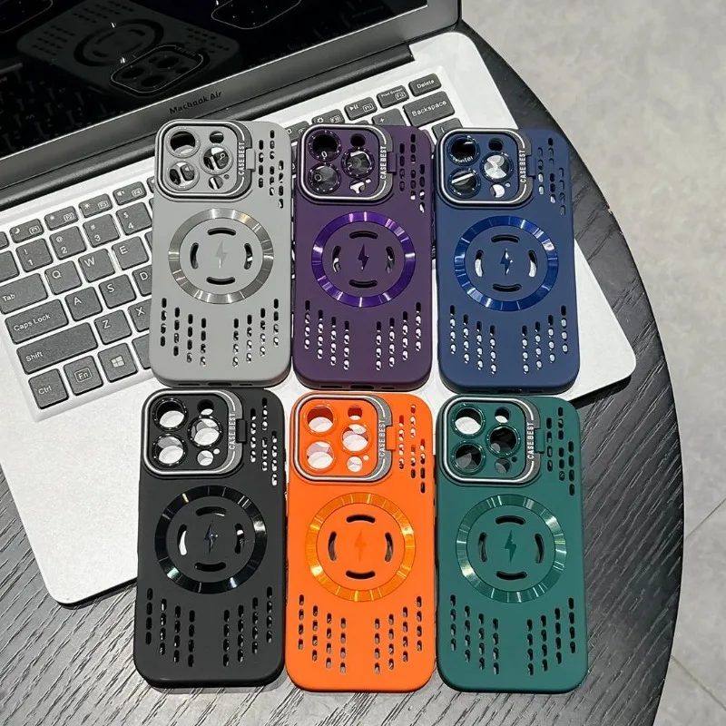 حافظة ظهر ناعمة قابلة للتنفس لهاتف آيفون 16 15 14 13 12 11 برو ماكس بلس تبريد 2026 غطاء هاتف مغناطيسي لتبديد Magsafe