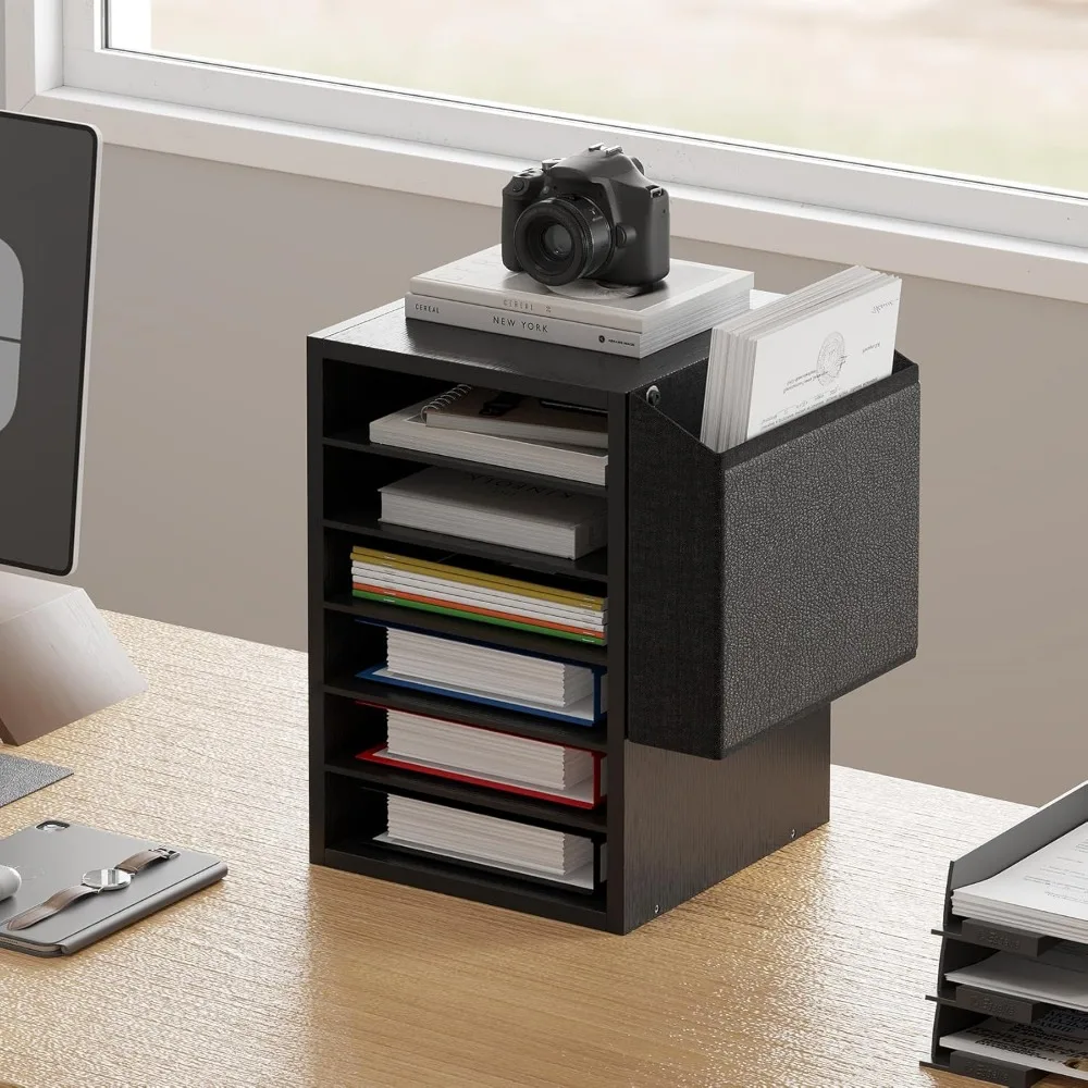 Literature Organization Paper Storage Slot, 6 Tier Adjustable Countertop Mail Sorter, Mailboxes with Name Slots Filing Cabinets