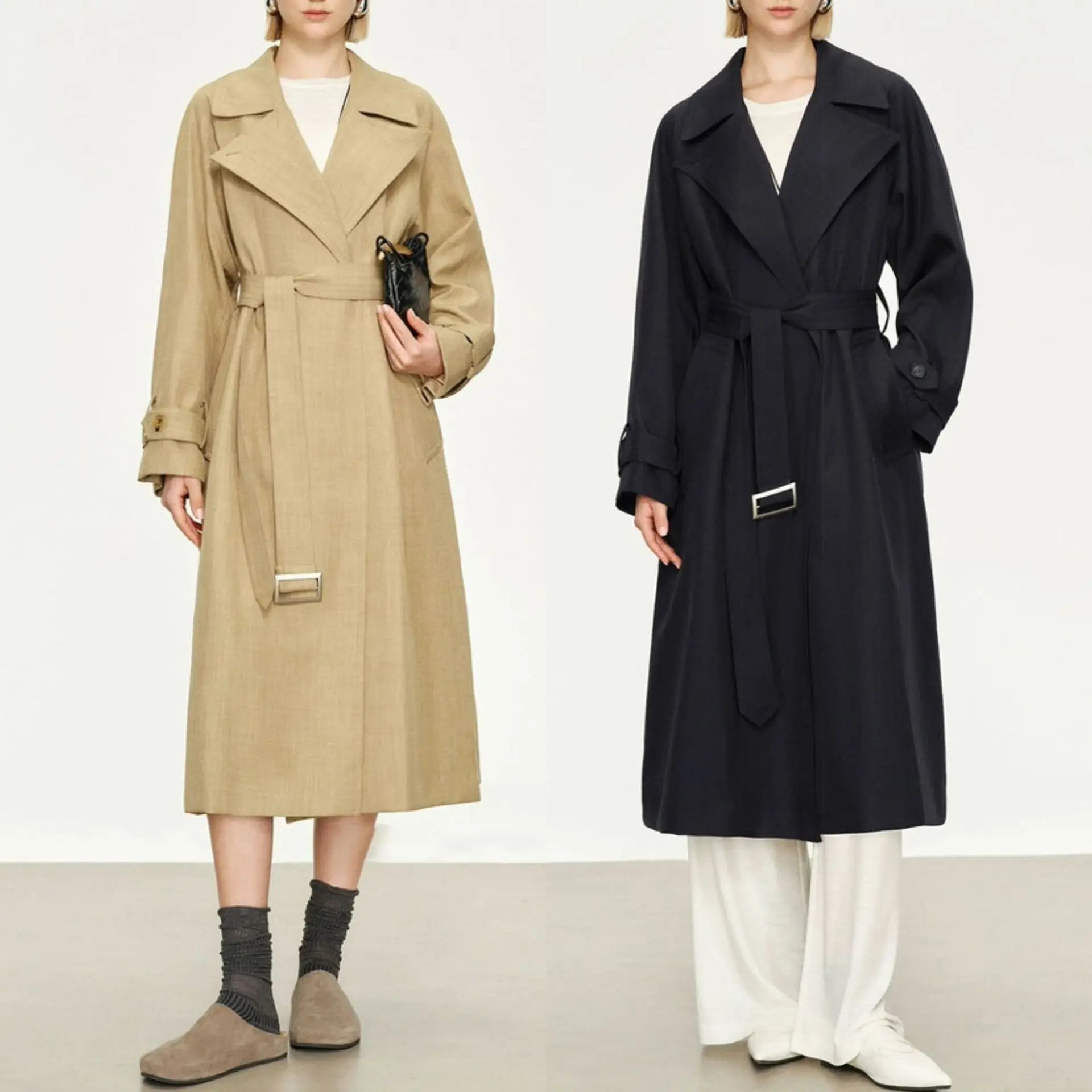 2026 Women High Quality Coat Spring Medium Long Trench Coat