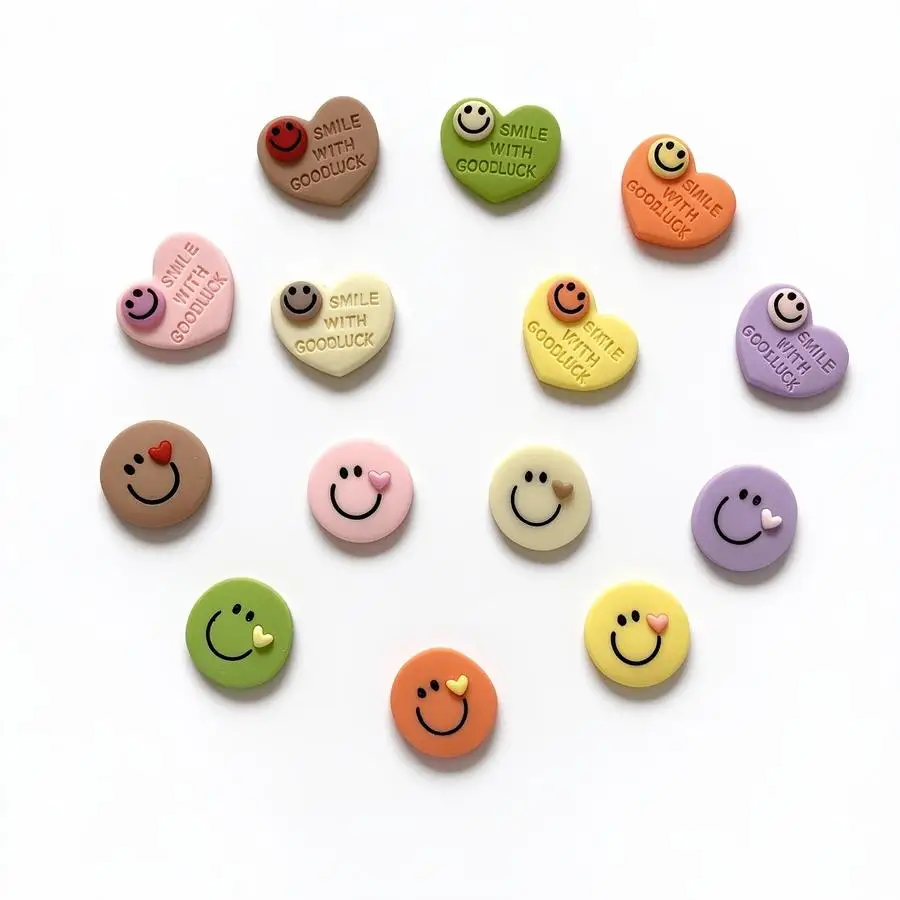 1/5/10/20/50/100pcs Happy Face Heart Refrigerator Magnet Set - Strong, Colorful Decorative Magnets for Whiteboards, Office Cabin