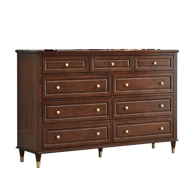 Chest of Drawers Bedroom Storage Cabinet European Style Chest of Drawer Nine-Drawer Cabinet Living Room Locker Complete