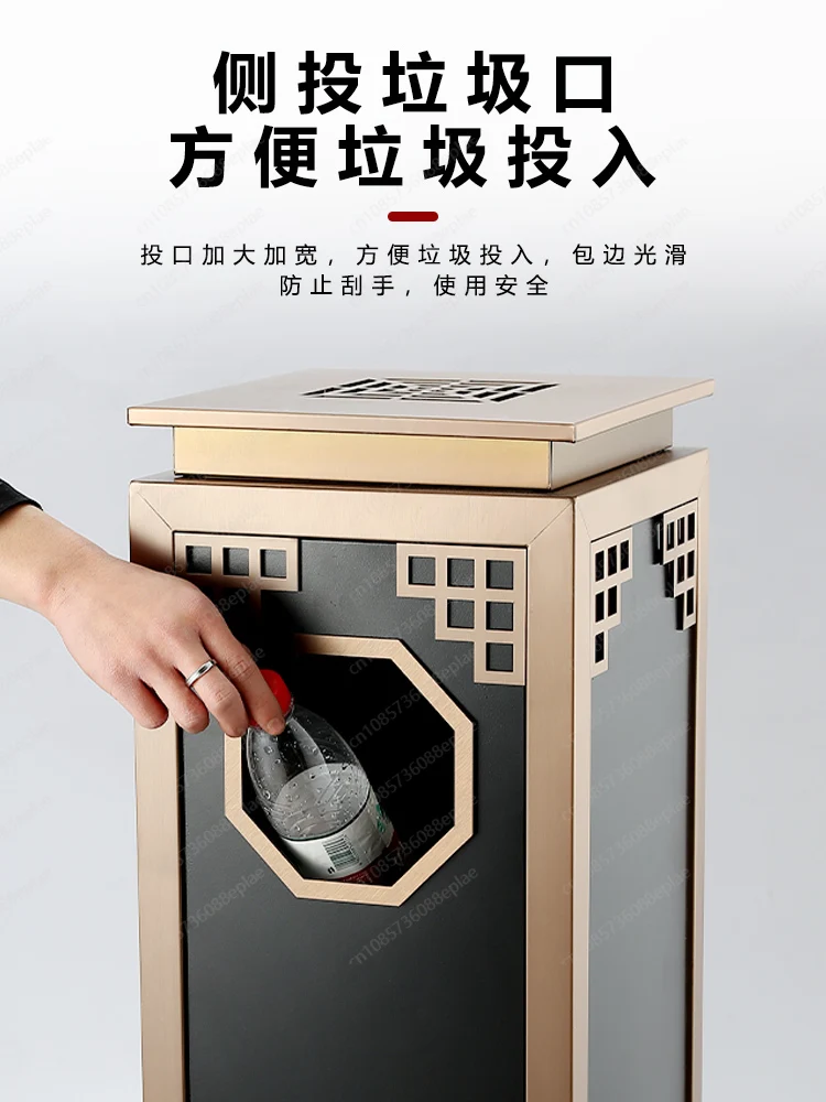 Stainless Steel Trash Can with Ashtray, Standing Commercial Bin for Hotel Lobby, Hall, Outdoor, Corridor & Upscale Club