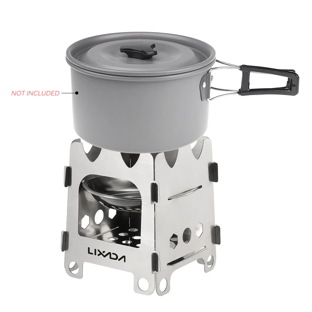 Lixada Titanium Outdoor Camping Stove Portable Ultralight Folding Wood Stove Pocket Stove Camping Fishing Hiking