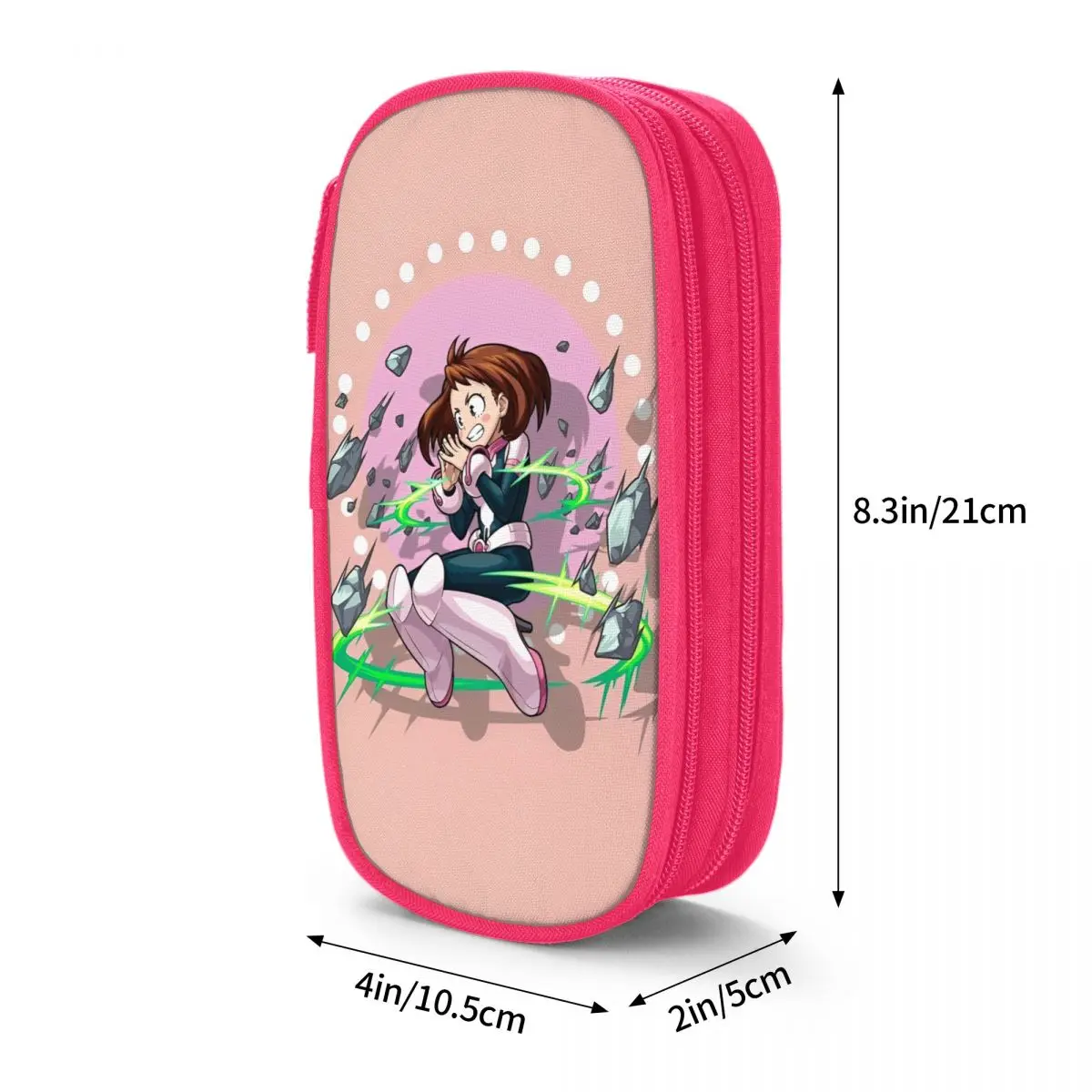 Ochaco-My Hero Academia Anime Lápis Casos, Porta Caneta para Meninas e Meninos, Sacos de Grande Capacidade, Zipper Papelaria Suprimentos