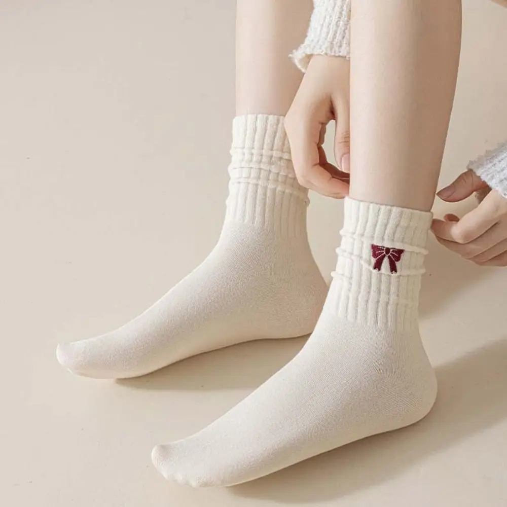 10 أزواج Ins خليط التطريز القوس الجوارب تنفس الحلو شريط جوارب أنبوبية القطن عدم الانزلاق السنة الجديدة عيد الميلاد الجوارب سيدة فتاة #3