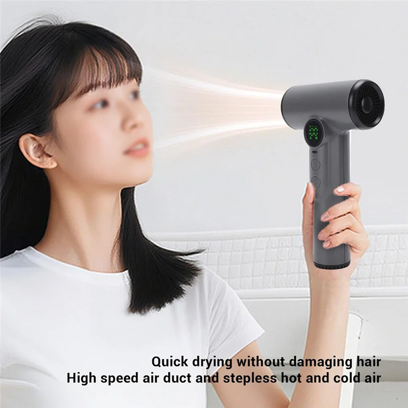 A05G-Portable Wireless Hair Dryer Negative Ions 30000 Rpm High-Speed USB Charging Travel/Outdoor 100 Gears Cold Warm Wind