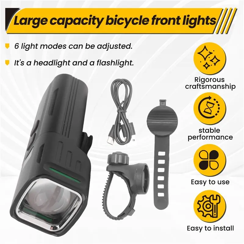 NEW HOT In Stock-Aluminum Bicycle Headlight Digital Display Front Light High Brightness MTB Bike Flashlight Lamp For Night Ridin