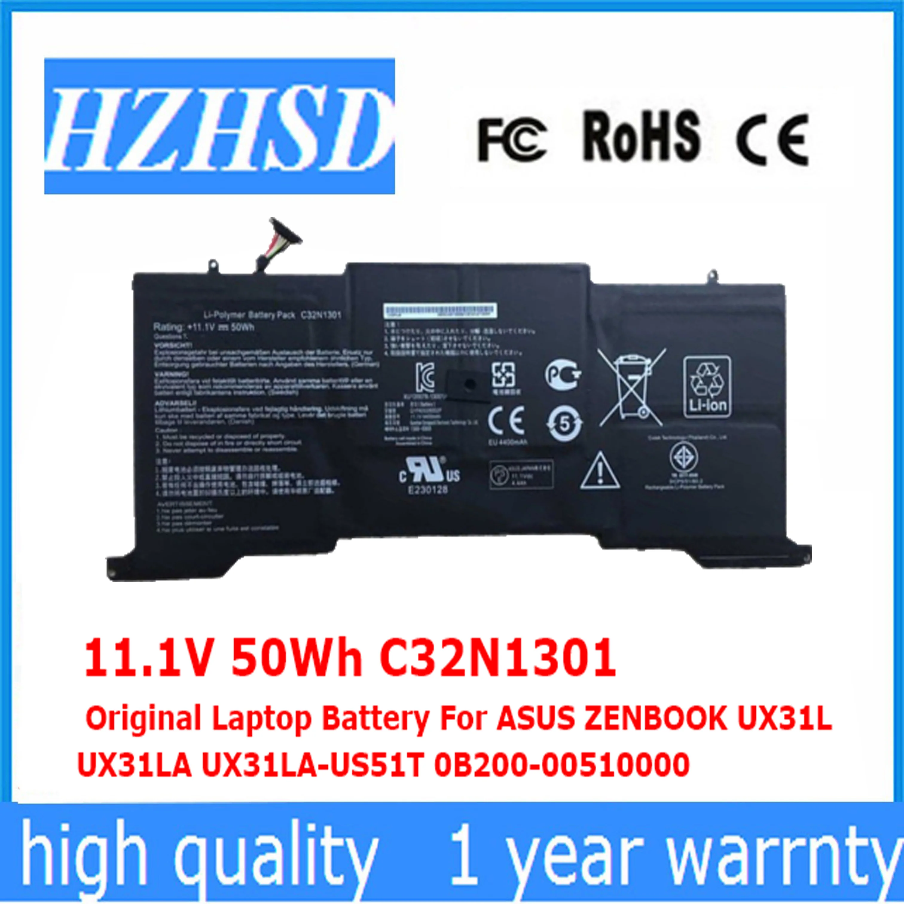 

11.1V 50Wh Original C32N1301 Laptop Battery For ASUS ZENBOOK UX31L UX31LA UX31LA-US51T 0B200-00510000