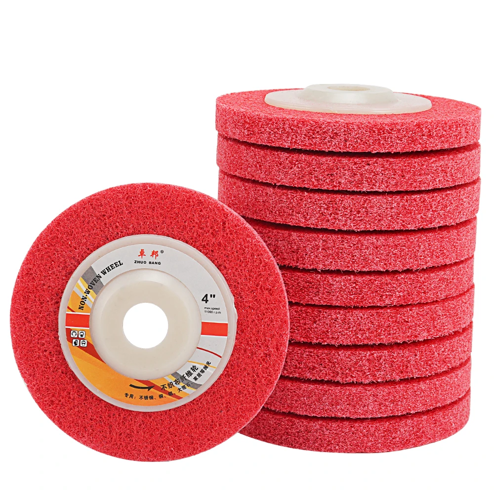 2 stücke 100mm Nylon Faser Rad Schleifen Pad Winkel Grinder Vlies Schleif Disc Für Metalle Holz Handwerk Polieren Cheaning – Detail 10